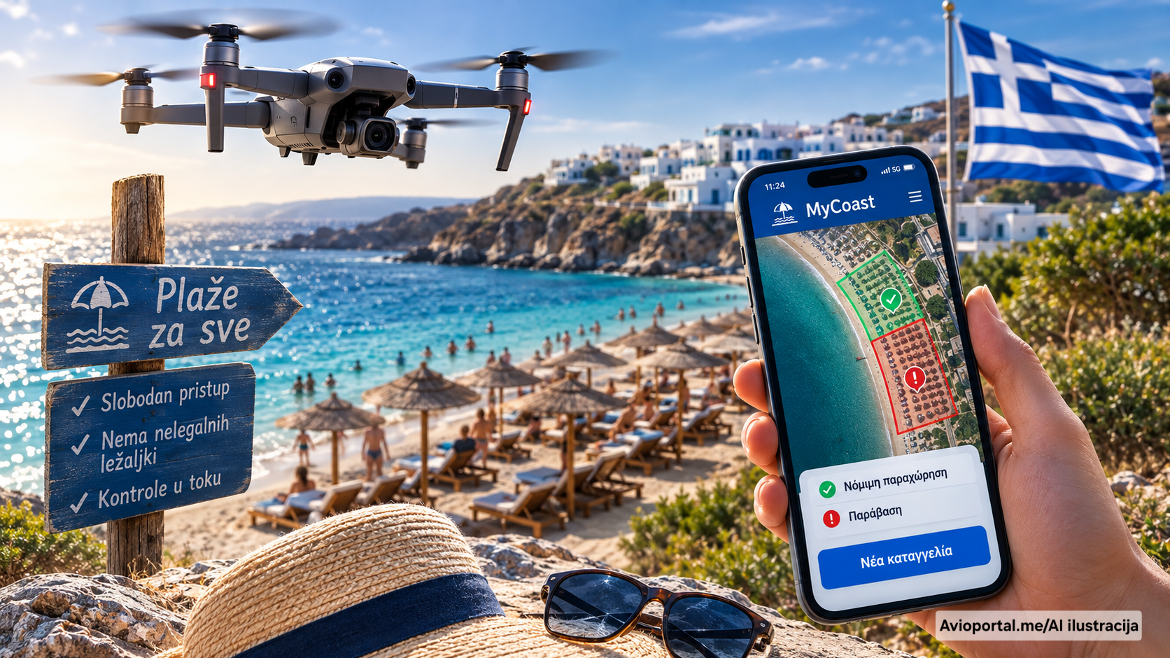 Dronovi nad grčkim plažama: Kako tehnologija čuva obalu od nelegalnih ležaljki